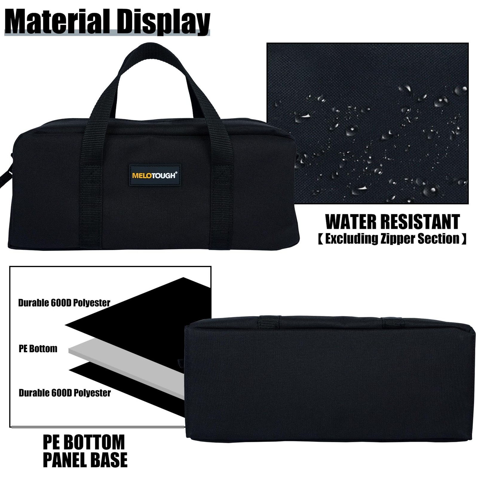 14 Inch Tool Tote Organizer Bag Set 2 Pack Electrician Plumbing HVAC Black Grey