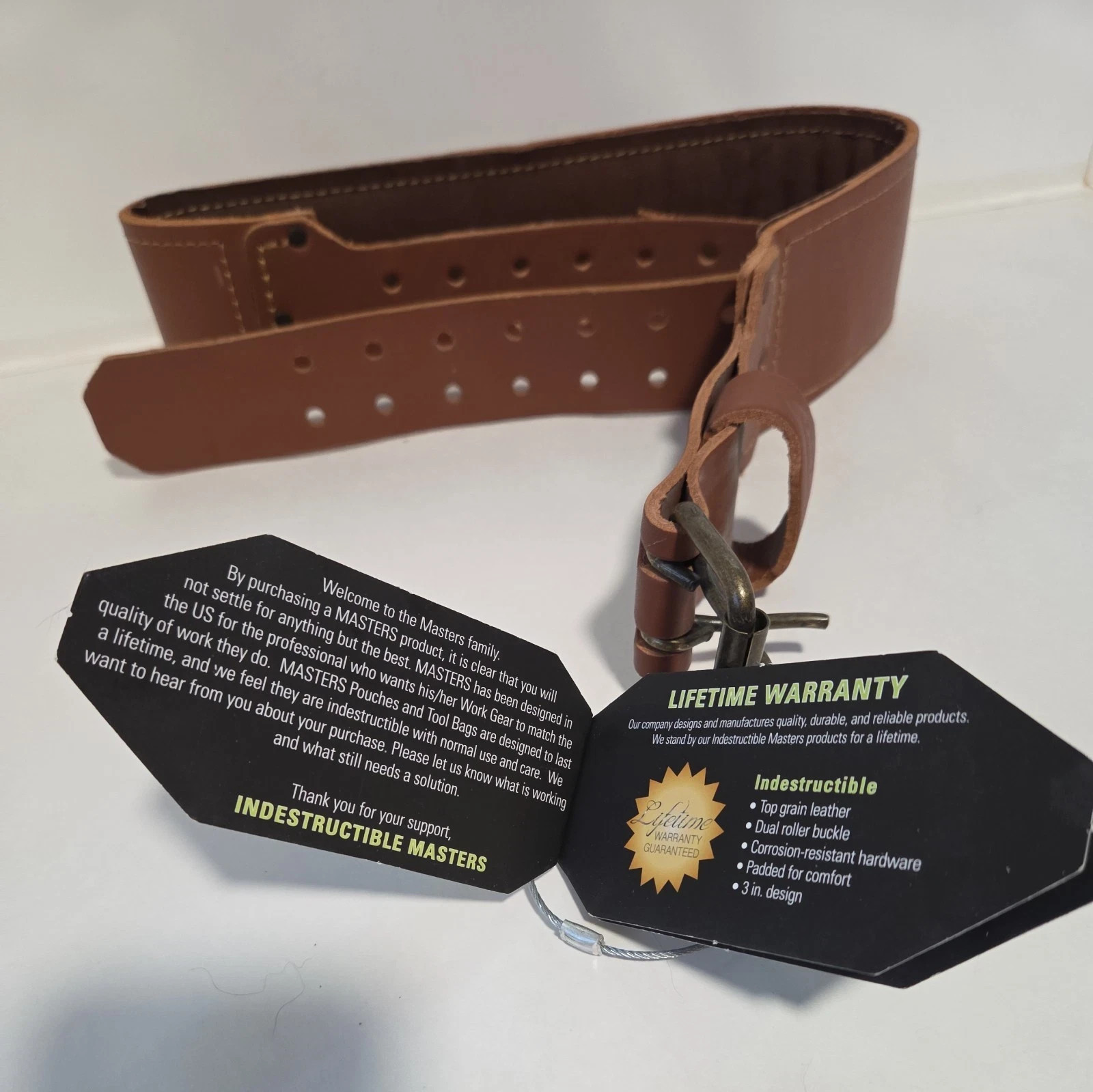Work Belt McGuire-Nicholas, 1DM-529-M Leather With Roller Heavy Duty Buckle