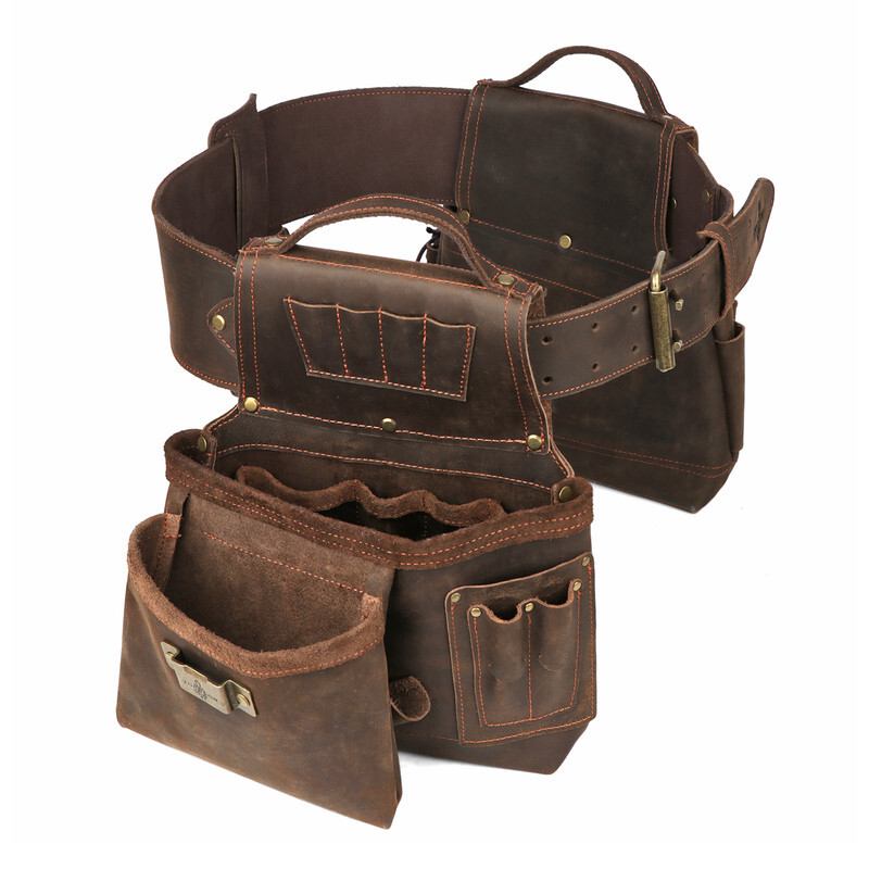 TOURBON Heavy Duty Tool Belt Pouch for Electricians Carpenter Contractor Leather