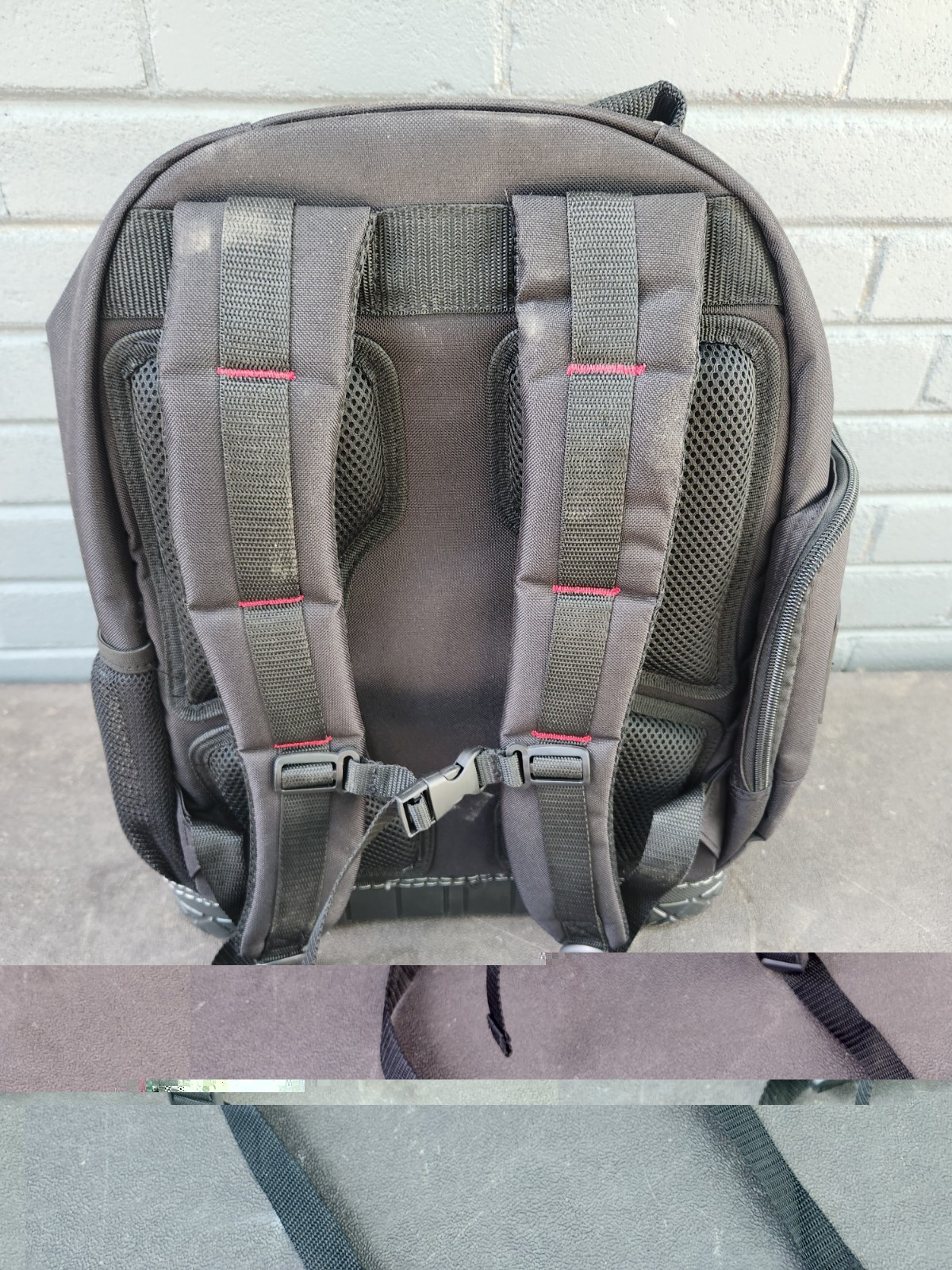 Never Used Husky Tool Backpack Black Red Multiple Compartments Padded Handle