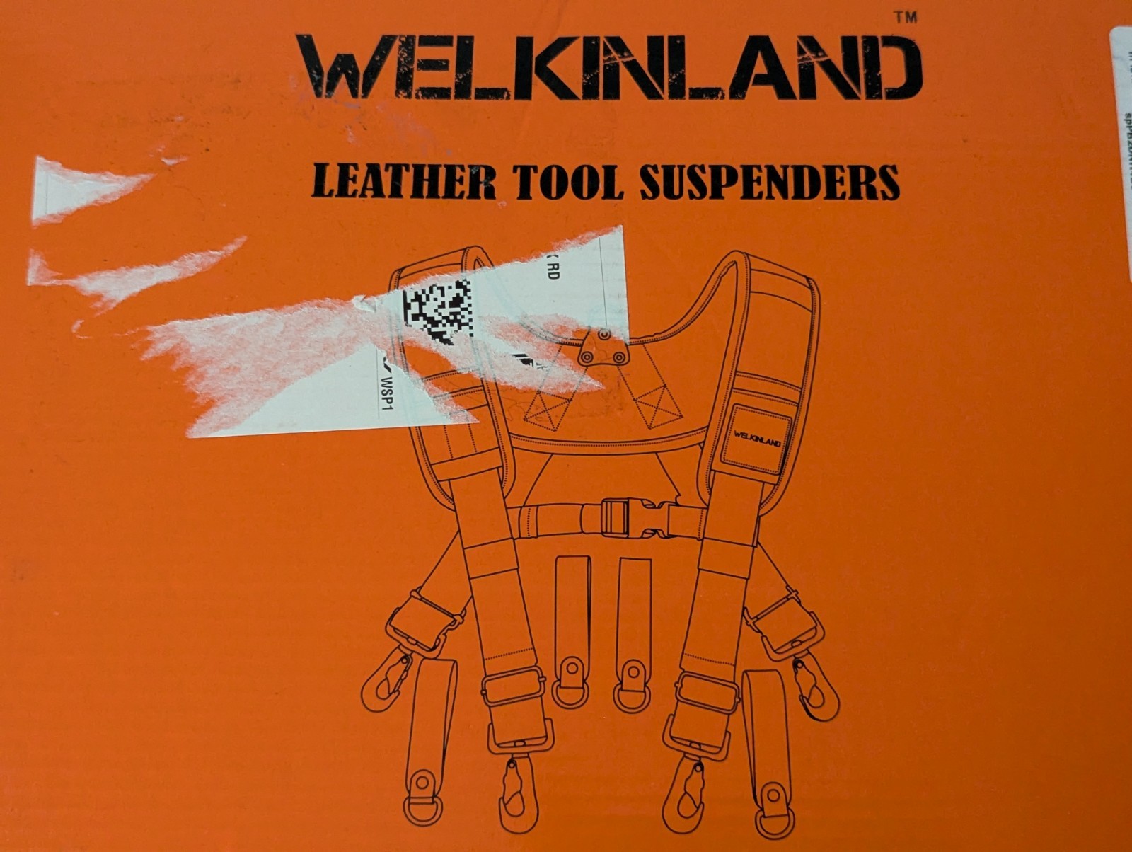 WELKINLAND Heavy-Duty Leather Tool Belt Suspenders, Carpenter Tool Belt