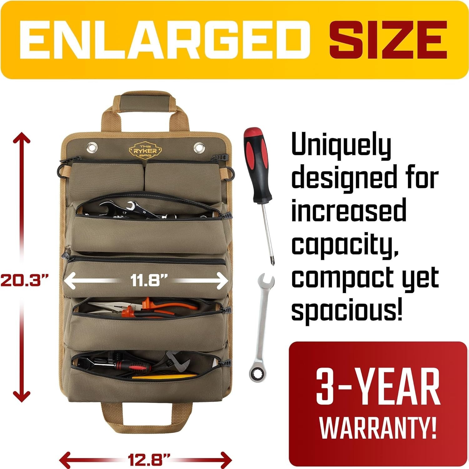 Portable Roll Tool Bag – Detachable Pouches – Gifts for Dad