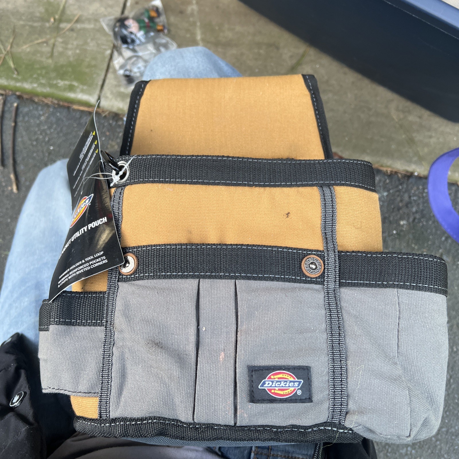 Utility Tool Belt Pouch 8 Pocket Gray Tan Dickies 57000