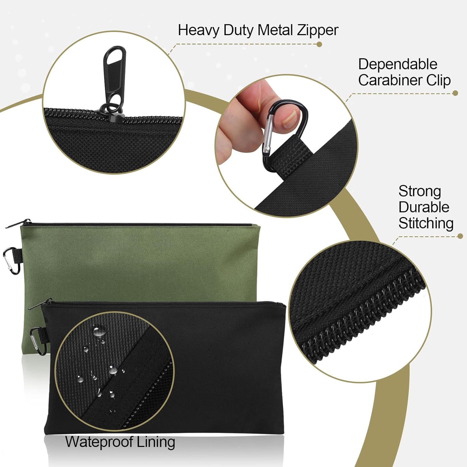 4 Pack Tool Pouch Zipper Bag 12 Heavy Duty Multipurpose Storage Pouch