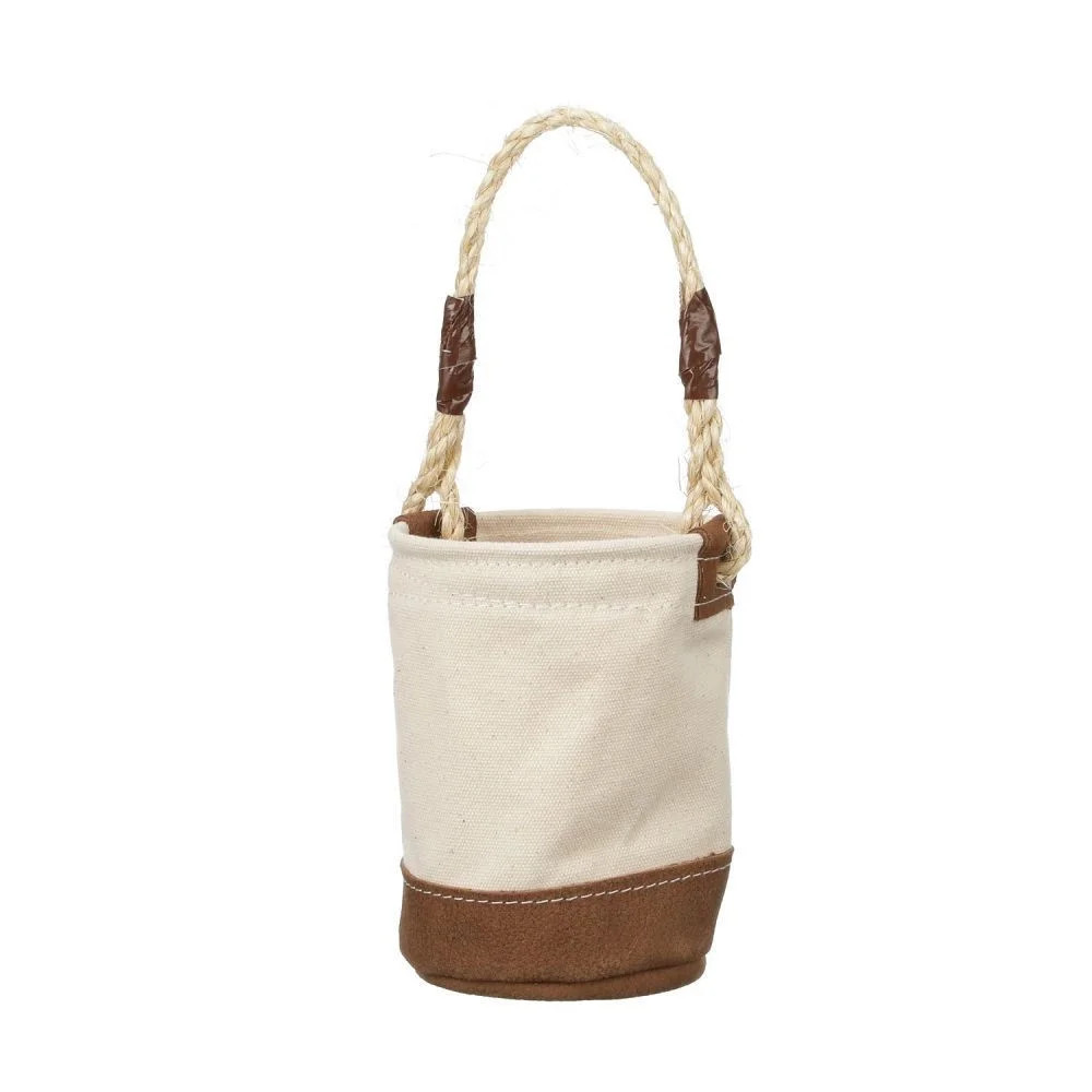 Tool Bucket Mini Small Parts Bag Heavy Duty Natural Canvas & Leather Bottom 🎯🎯