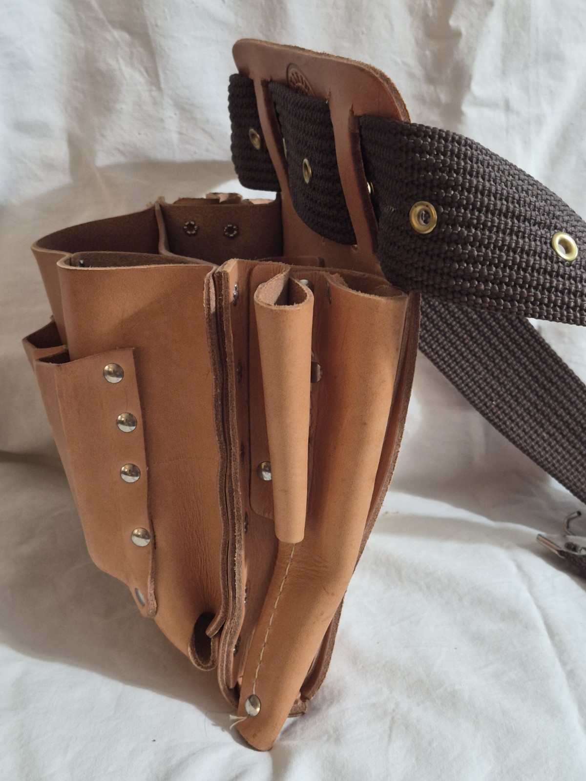 Klein Tools 5165 Leather Tool Pouch 10 Pocket, Tan Made in USA + 5202ML Belt NEW