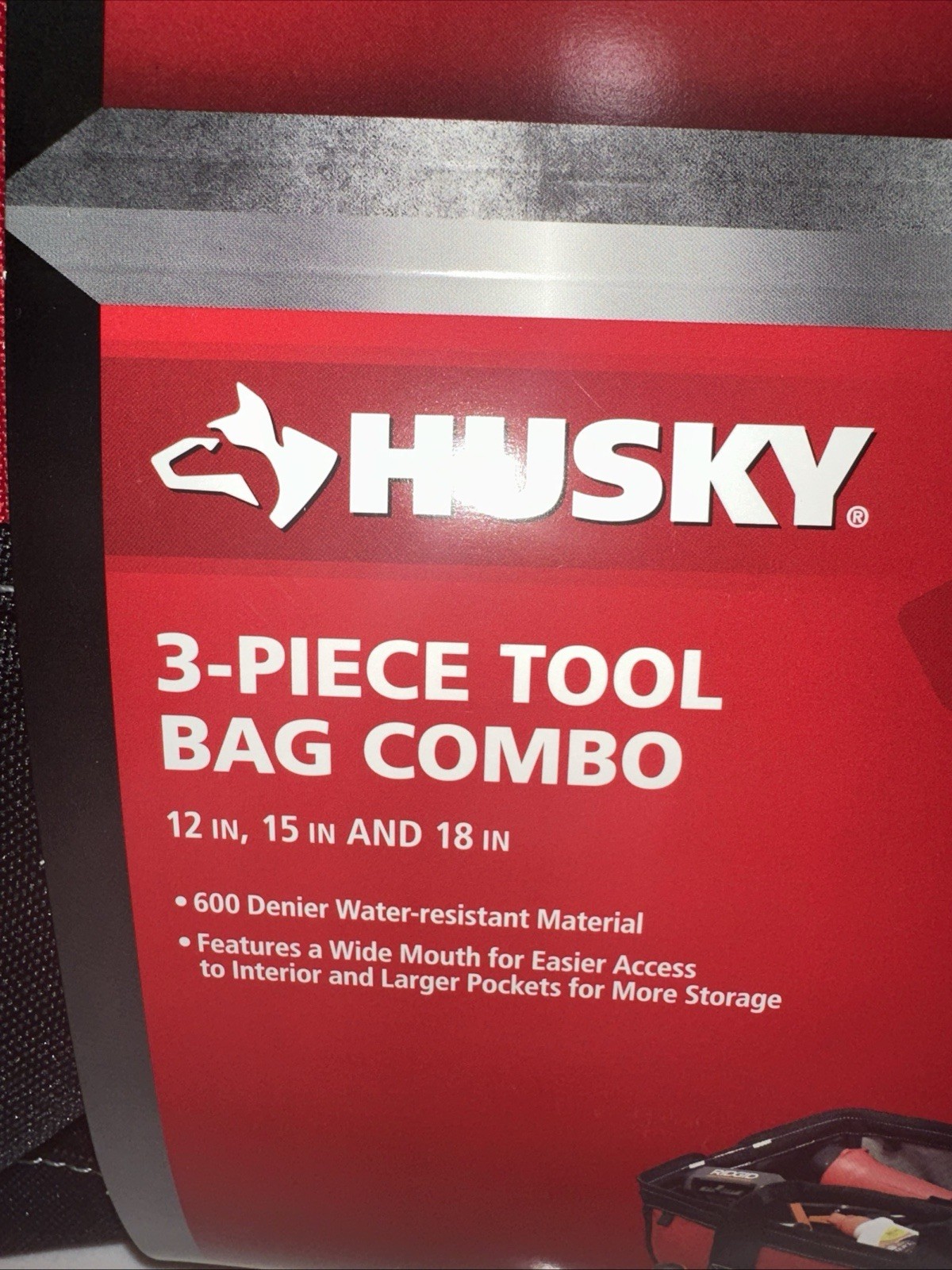 Husky 3-Piece Tool Bag Combo with Multiple Pockets and Durable Fabric Brand New