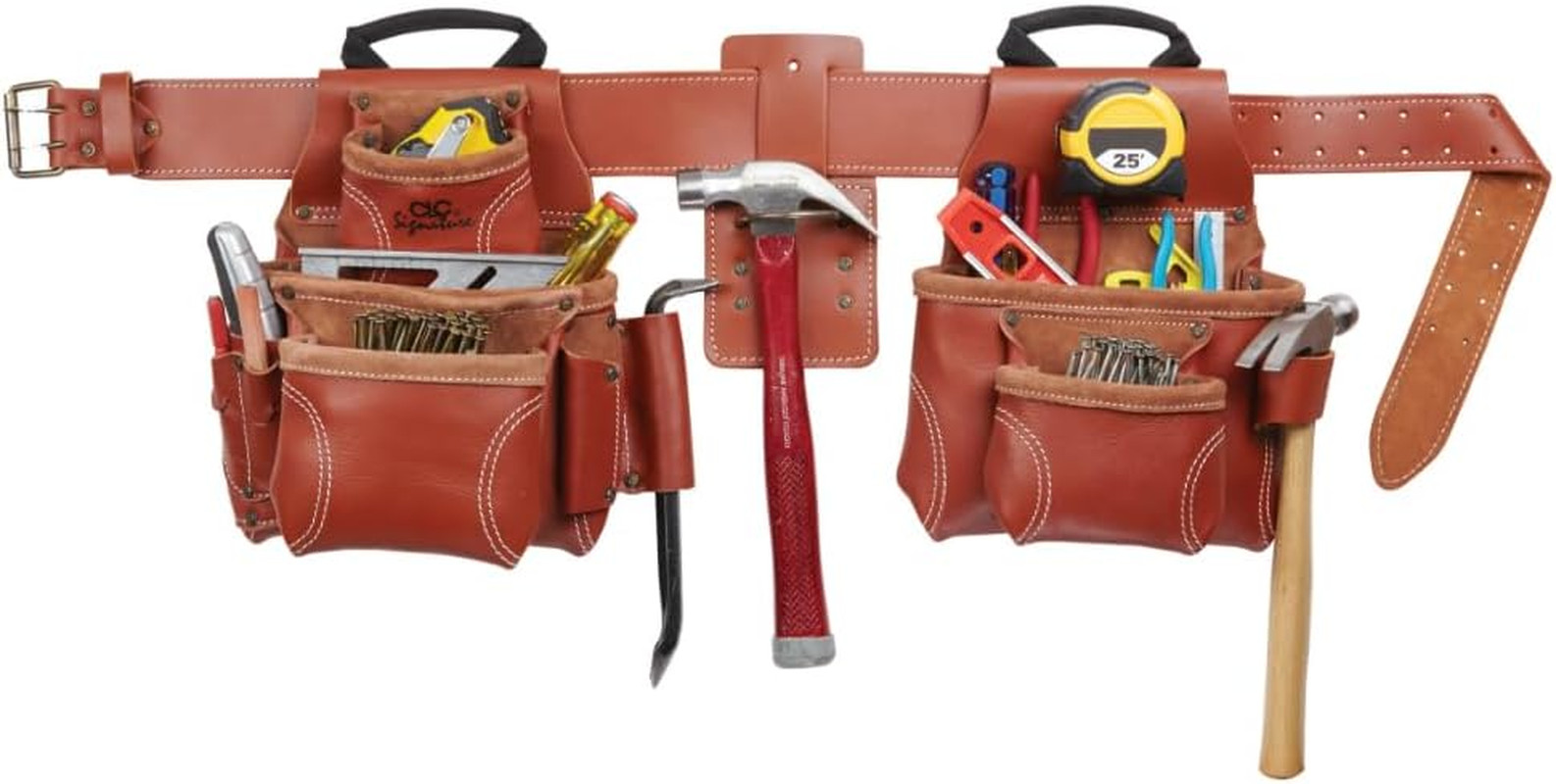 CLC 21448 4 Piece Pro Framer’S Combo System Tool Belt 15 Pocket,Brown