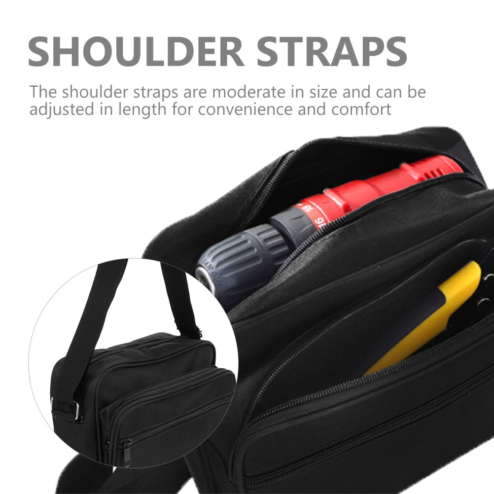 Tool Crossbody Bag Canvas Black Sturdy Material for Plumber Carpenter Contractor