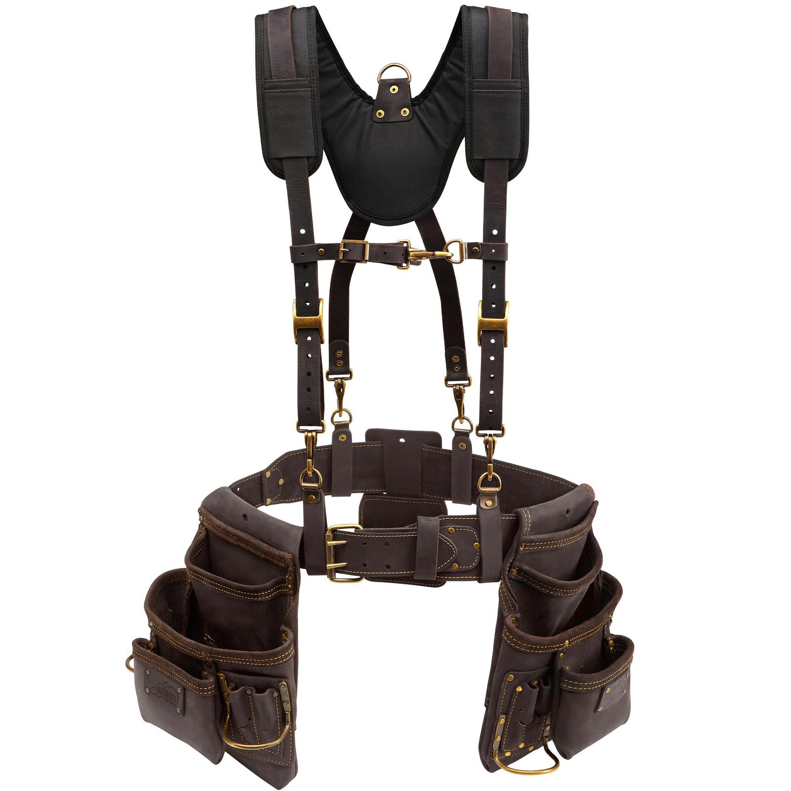 OX Pro Oil Tanned Leather Tool Belt with Padded Suspenders Leather Carpenter T
