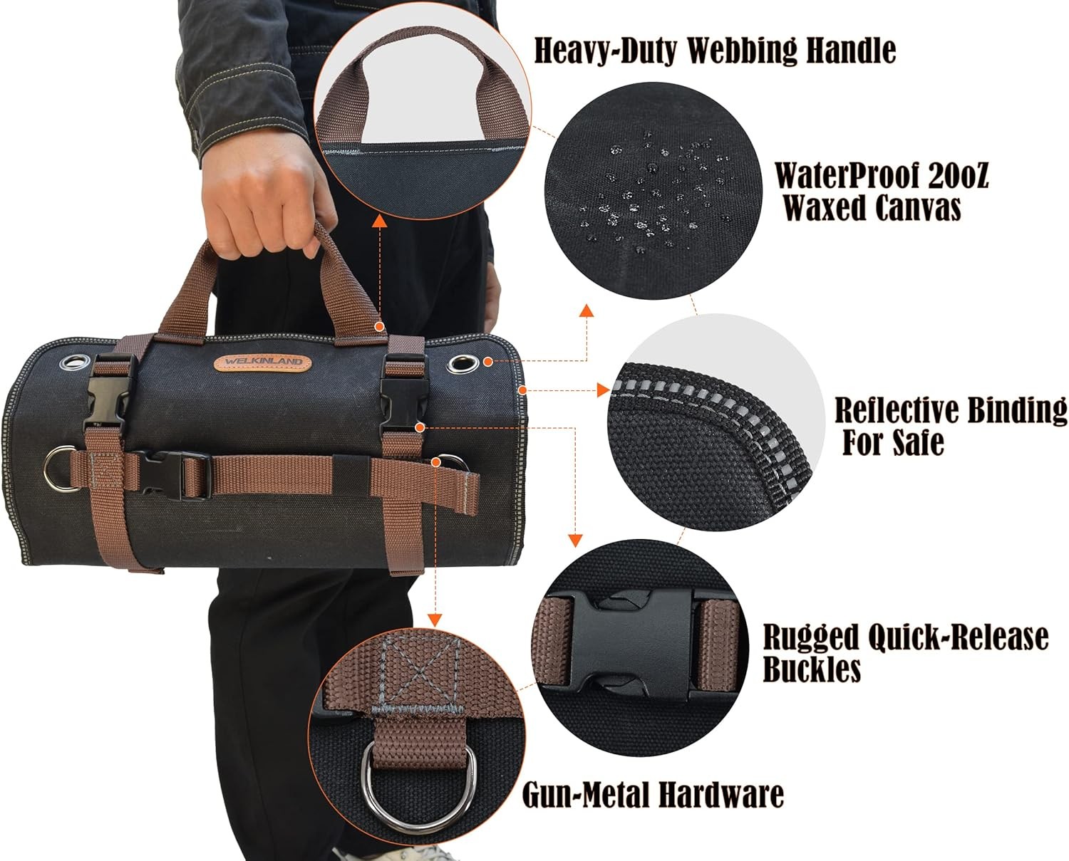 15-Pockets Heavy-Duty Tool Wrap Roll, 15L Tool Up Roll Bags