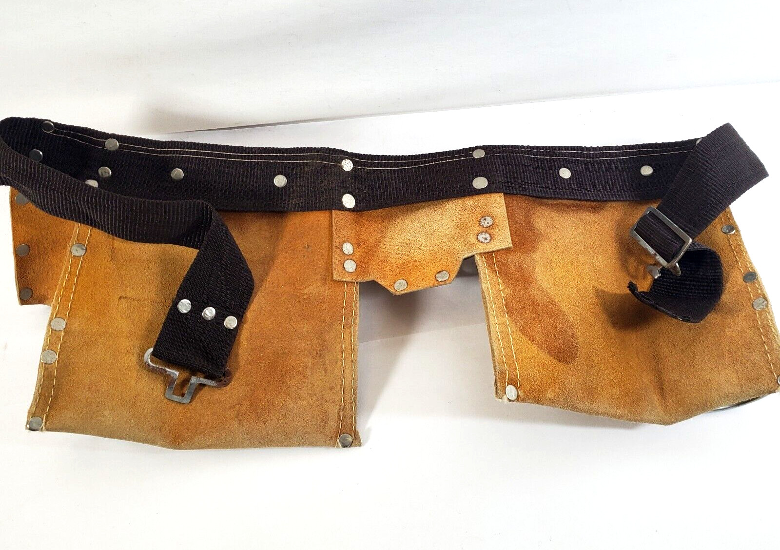 Cummins Leather Tool Pouch and Belt Carpenter Hammer Loops Tan Suede 42 inches