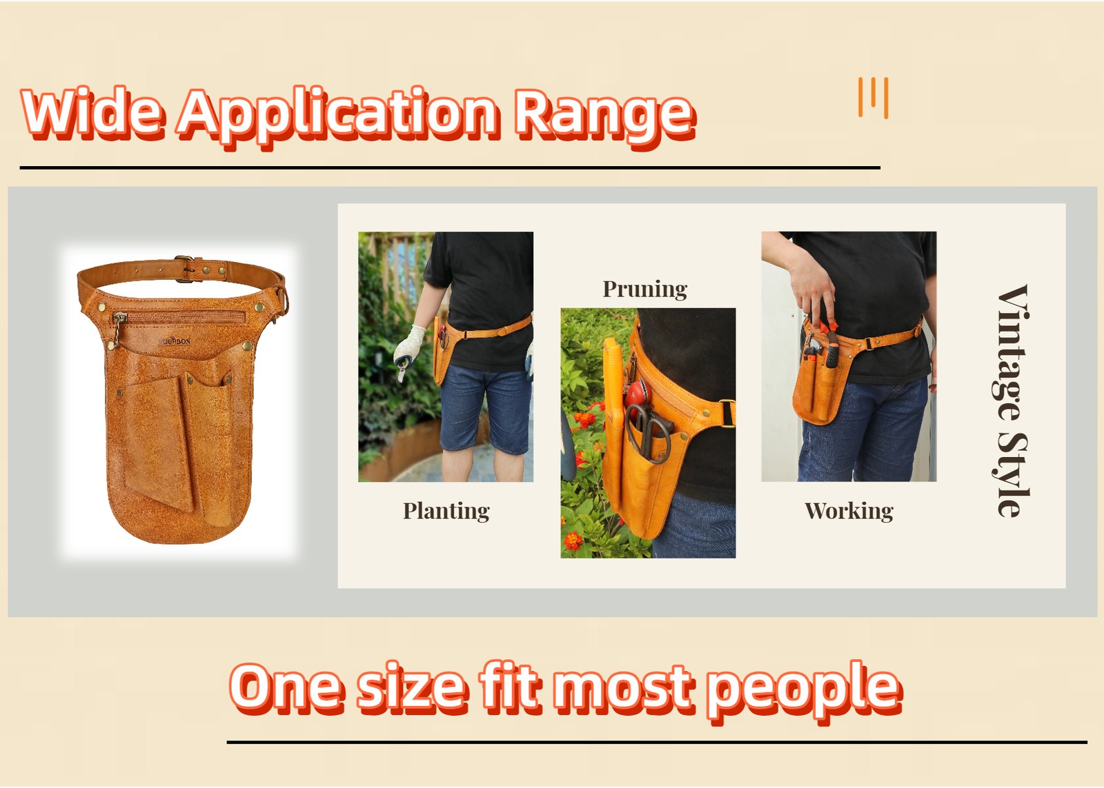 TOURBON Leather Gardening Belt Florist Bag Organizer Phone Case Gift for Her