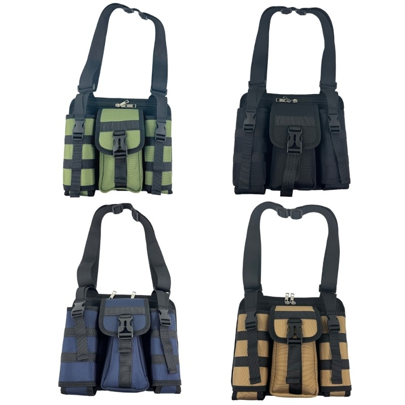 Tacticals Chest Bag Tool Storage Bag with Water Bottle Holder Crossbody Bag