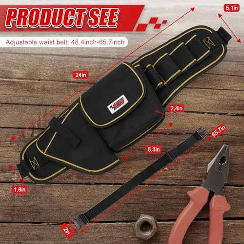 Tool Belt,600D Water-draining Oxford Cloth Tool Belts for 7 pocket