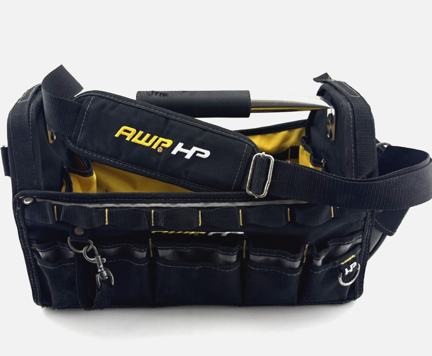 AWP HP Black Electrician Carpenter Work Tool Bag Cushioned Handle Wide Strap