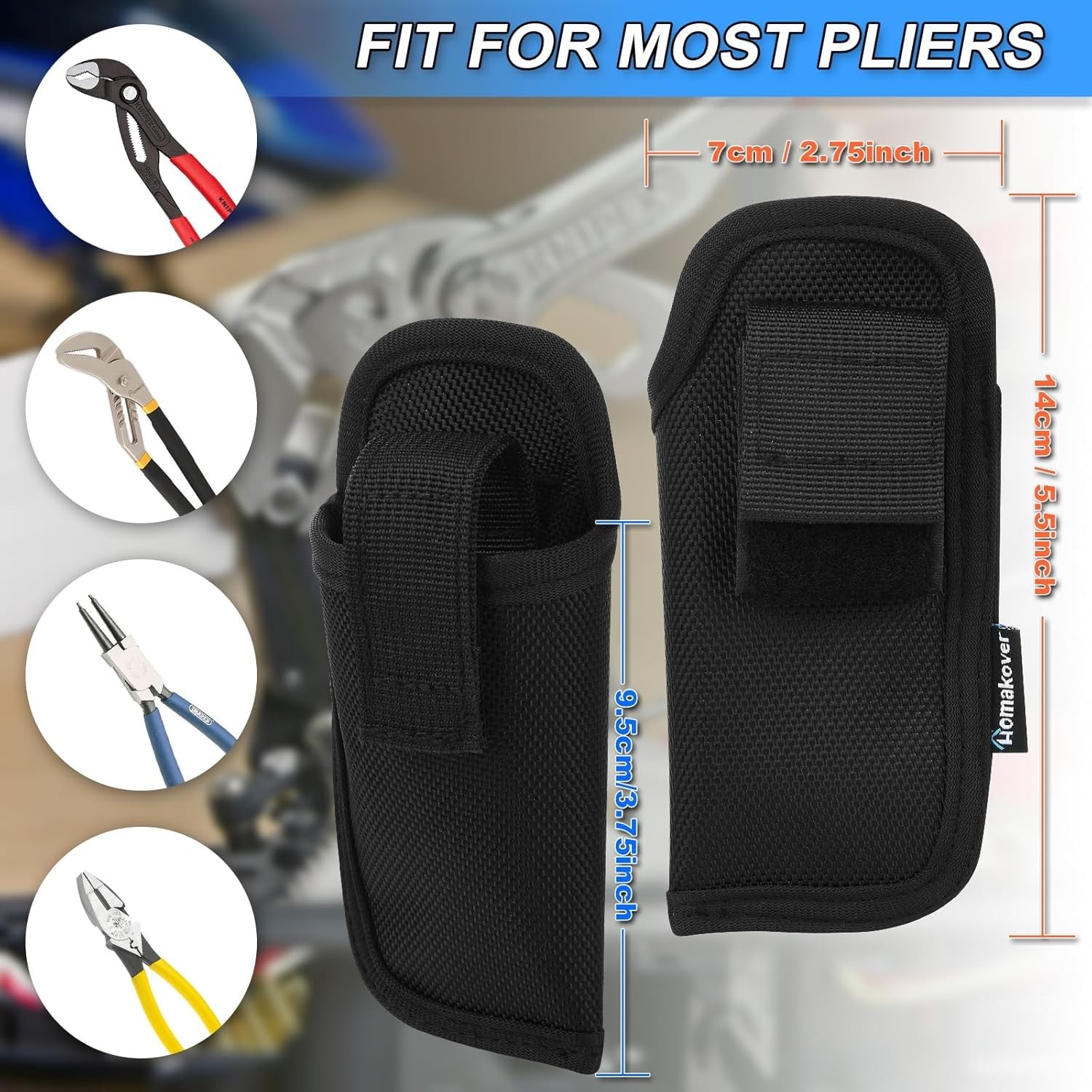 1 Pack Black 1680D Belt Sheath Pouch Holder For KNIPEX Cobra Pliers (Pouch Only)