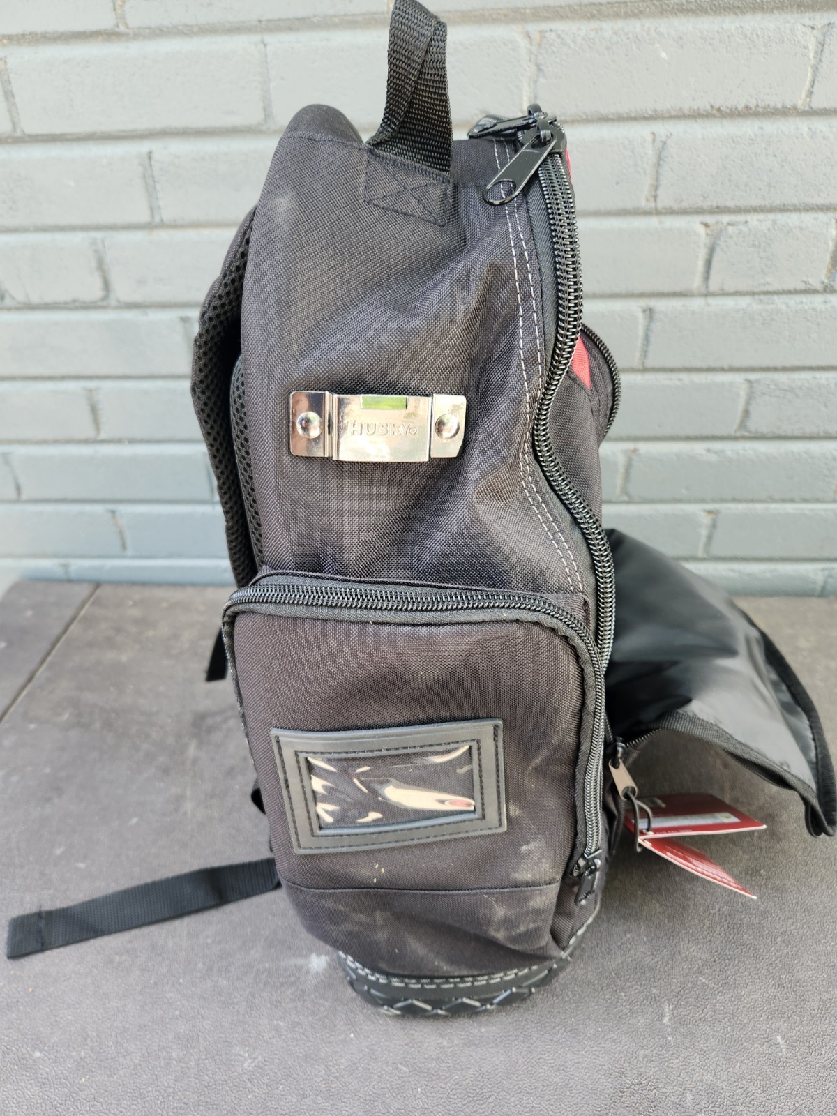 Never Used Husky Tool Backpack Black Red Multiple Compartments Padded Handle