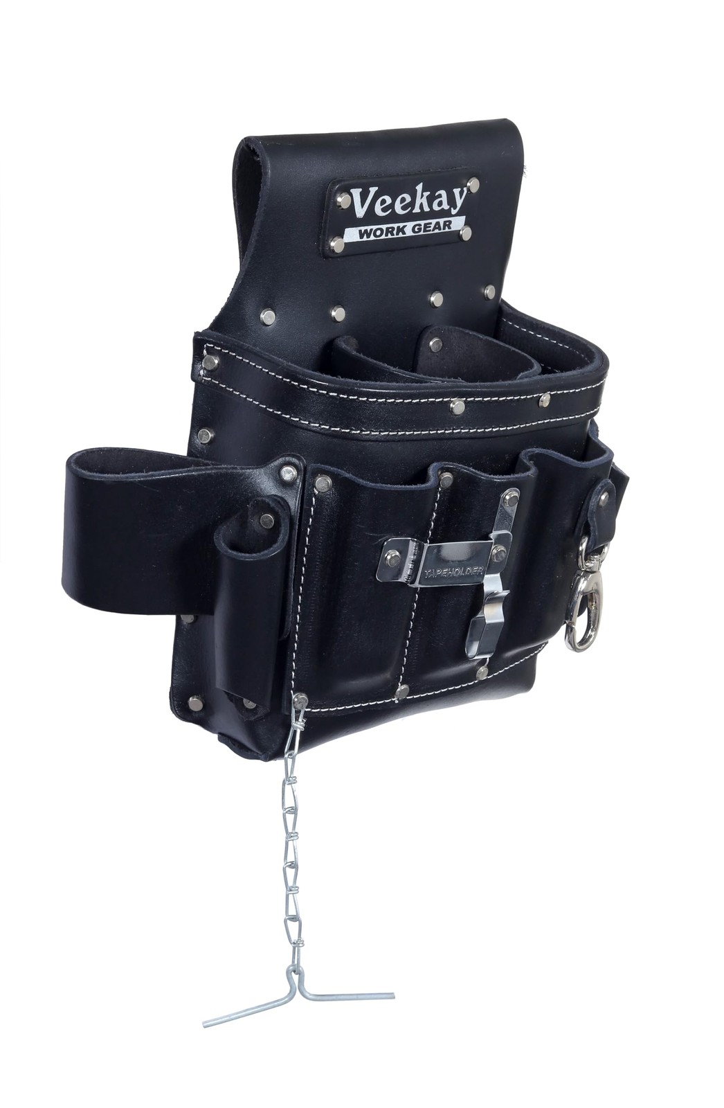 VEEKAY Electrician Leather Tool Pouch 10 Pocket Full Grain Heavy Duty Brown