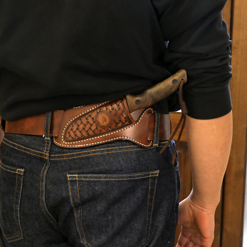 TOURBON Slanted Pancake Knife Sheath Fixed Blade Belt Holster Hunting Camping