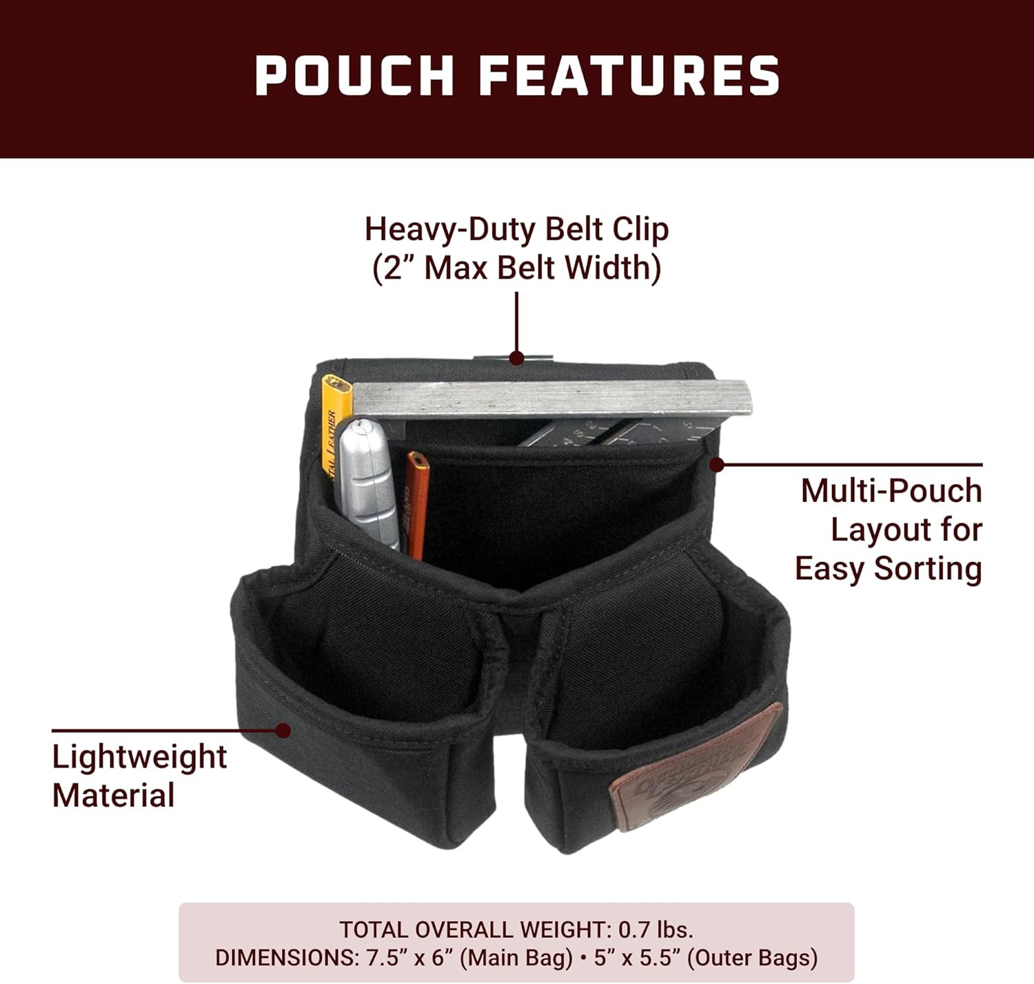 Clip-On 7 Pouch – 7 Pockets & Tool Holders – Made in USA