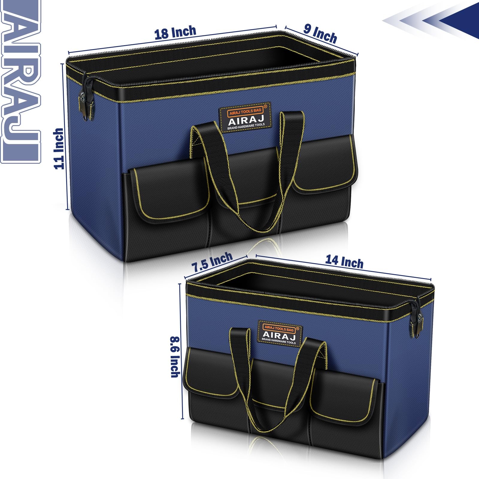 2Pack 18 In & 14 In Portable Wide Mouth Heavy Duty Utility Tool Storage Bags