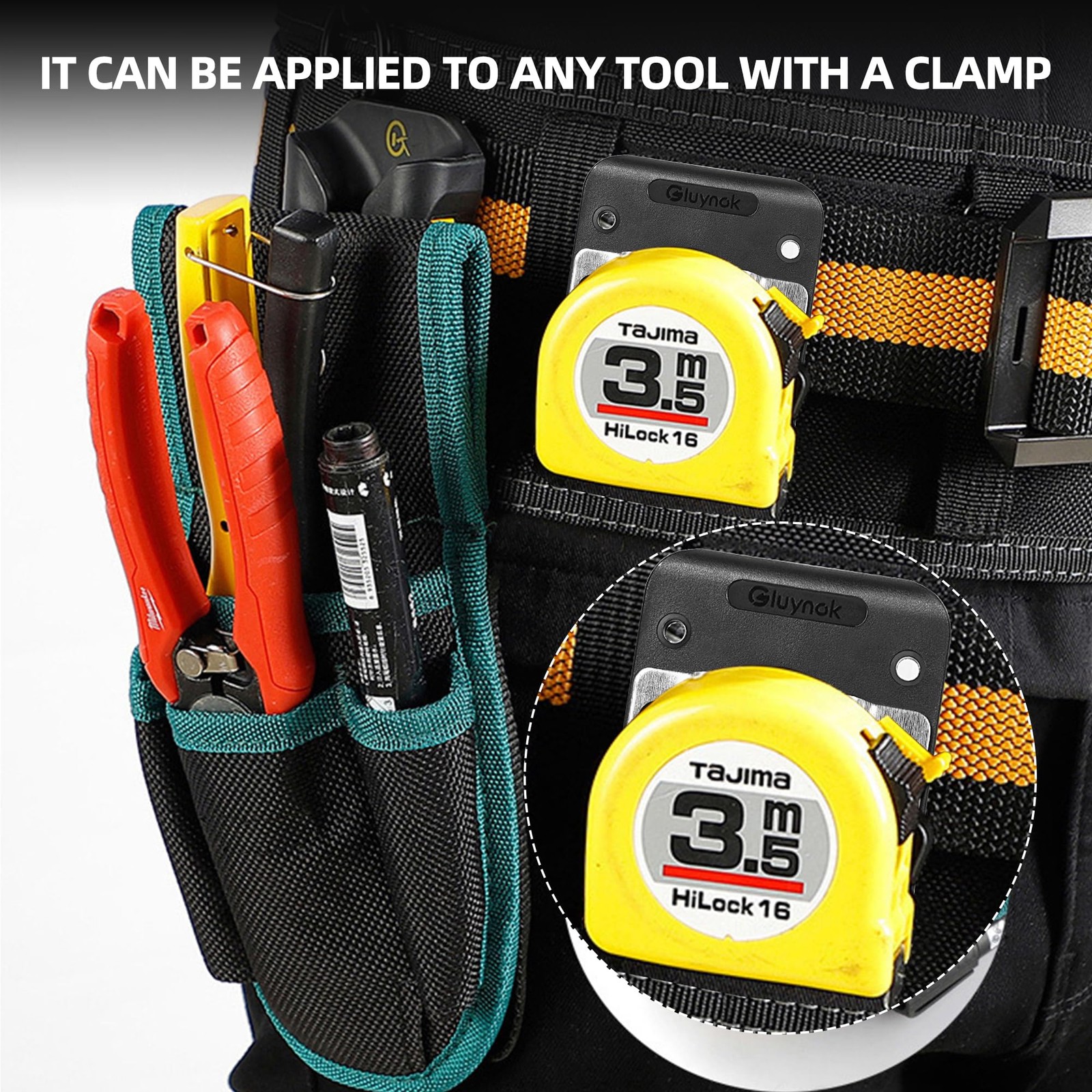 Tape Measure Holder，Drill Holder for Tool Belt-Simple Hook Holster black