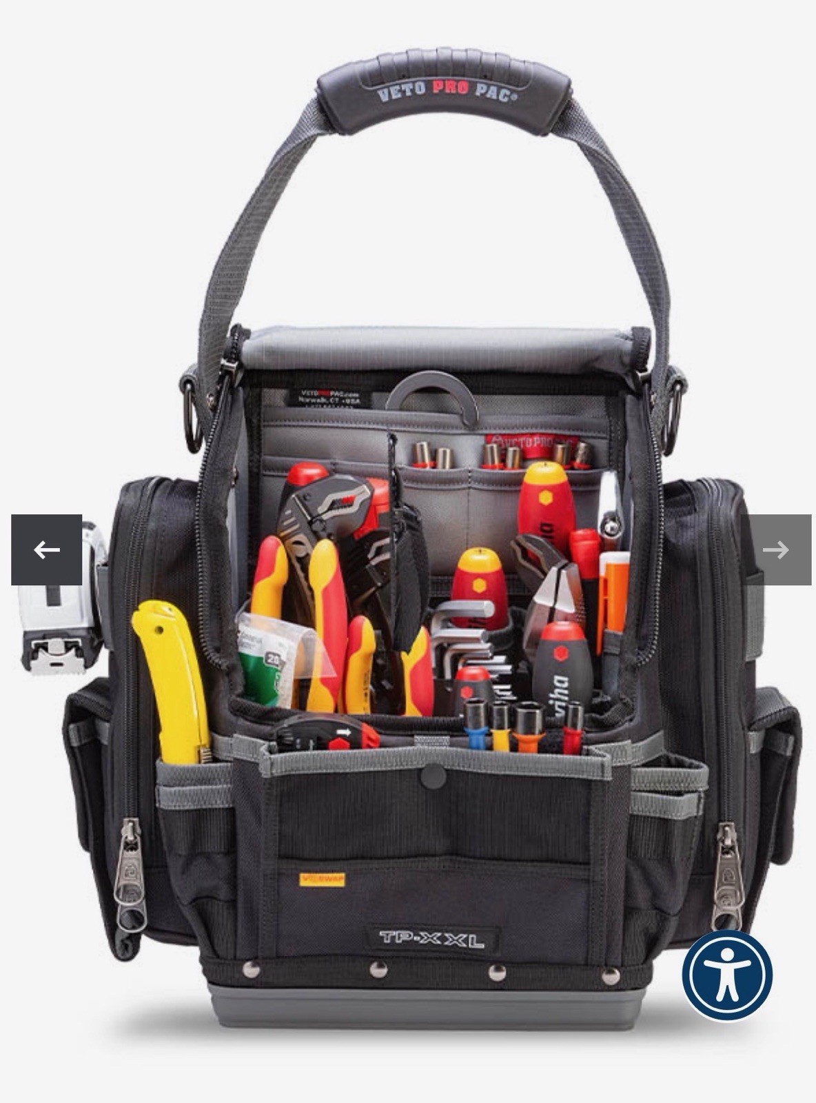 Brand New TP-XXL Closable Extra-large Tool Bag. Side Mount Padded Meter Pocket.
