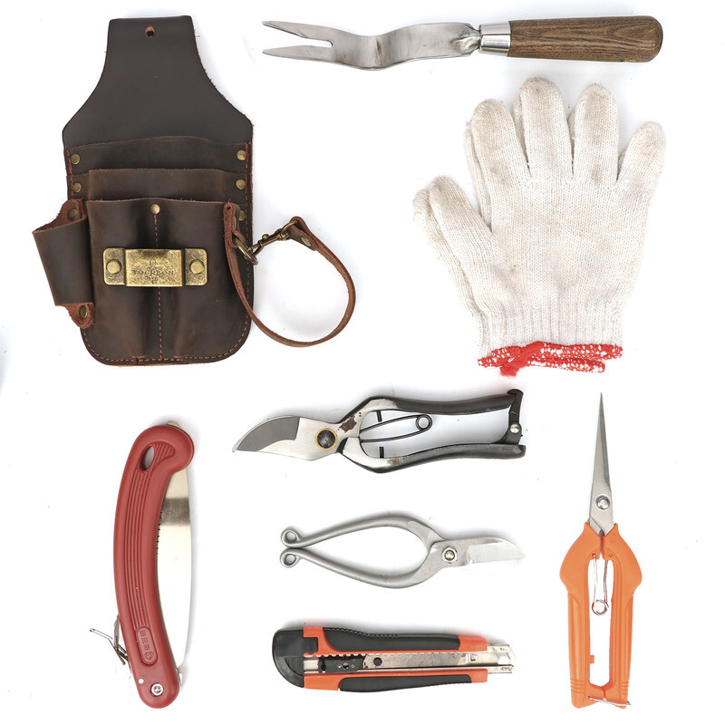 TOURBON Workshop Small Maintenance Tools Carrier Belt Pouch Buffalo Hide Leather