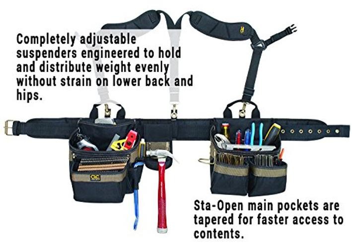 CLC 1614 20 Pocket, Heavy Duty Framers 5 Piece Comfortlift Combo Tool Belt