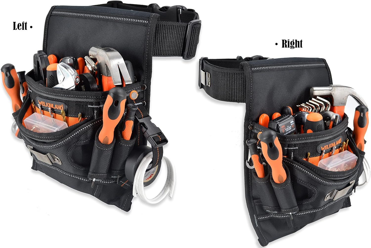 10-Pockets Electrician Tool Pouch with Belt Clip, Electricians Tool Pouches Bag,