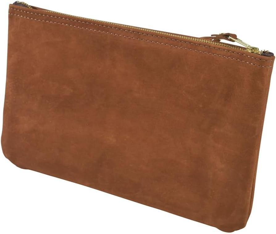 Zipper Bag, Top-Grain Leather Tool Pouch with Strong Zipper Close, 12-1/2-Inch