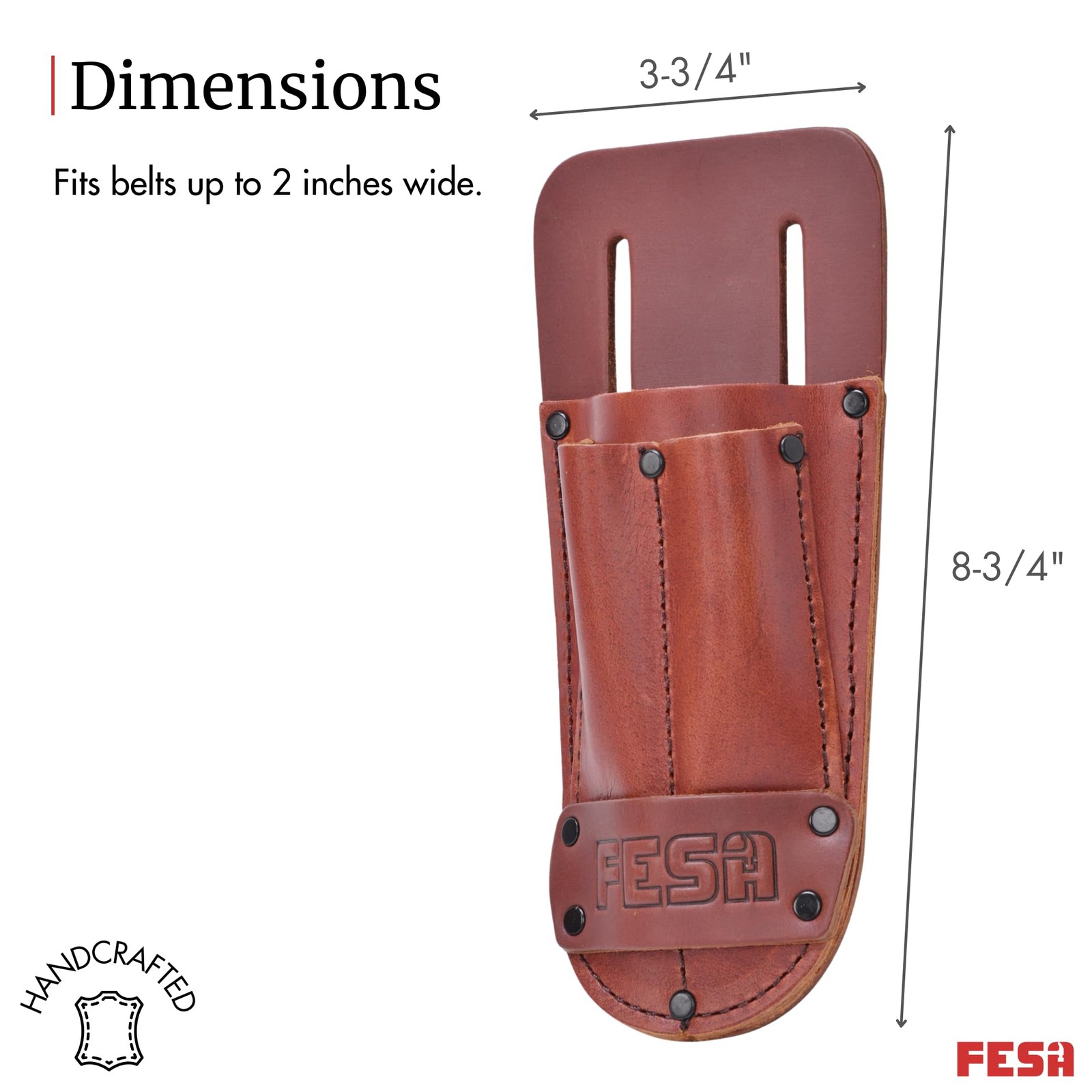 Leather Utility Knife Pouch – Full Grain Leather Knife Pouch for Belt with 2