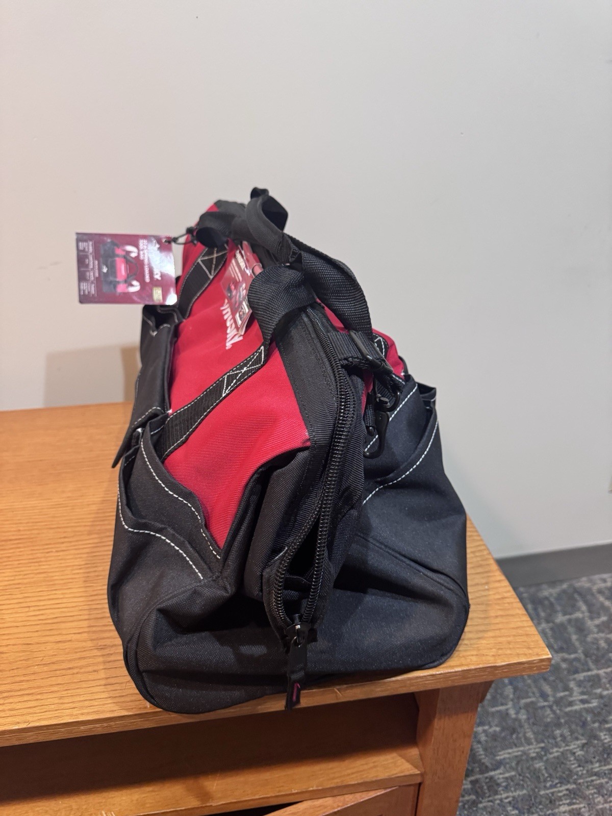 Husky 22 in Spring-Loaded Tool Bag 28 Pockets Red/Black 600D Polyester Strap
