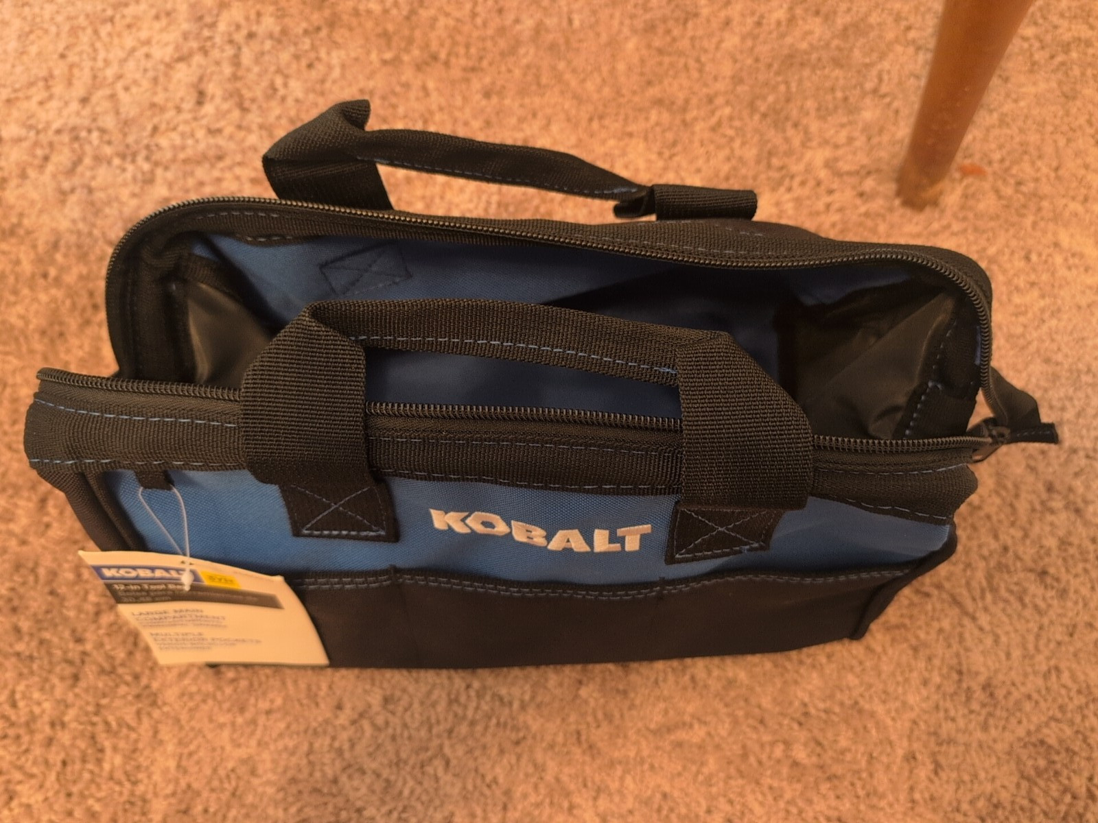 12″ Kobalt Black/blue Polyester 12-in W x 7-in D x 9-in L Tool bag – tool bag