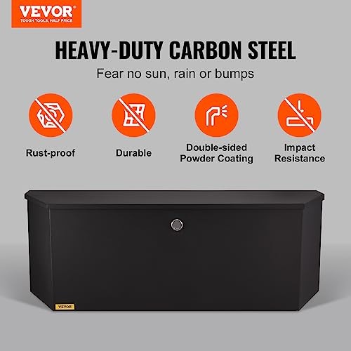 Trailer Tongue Box, Heavy Duty Trailer Tongue Tool Box Storage 36″ Black Steel