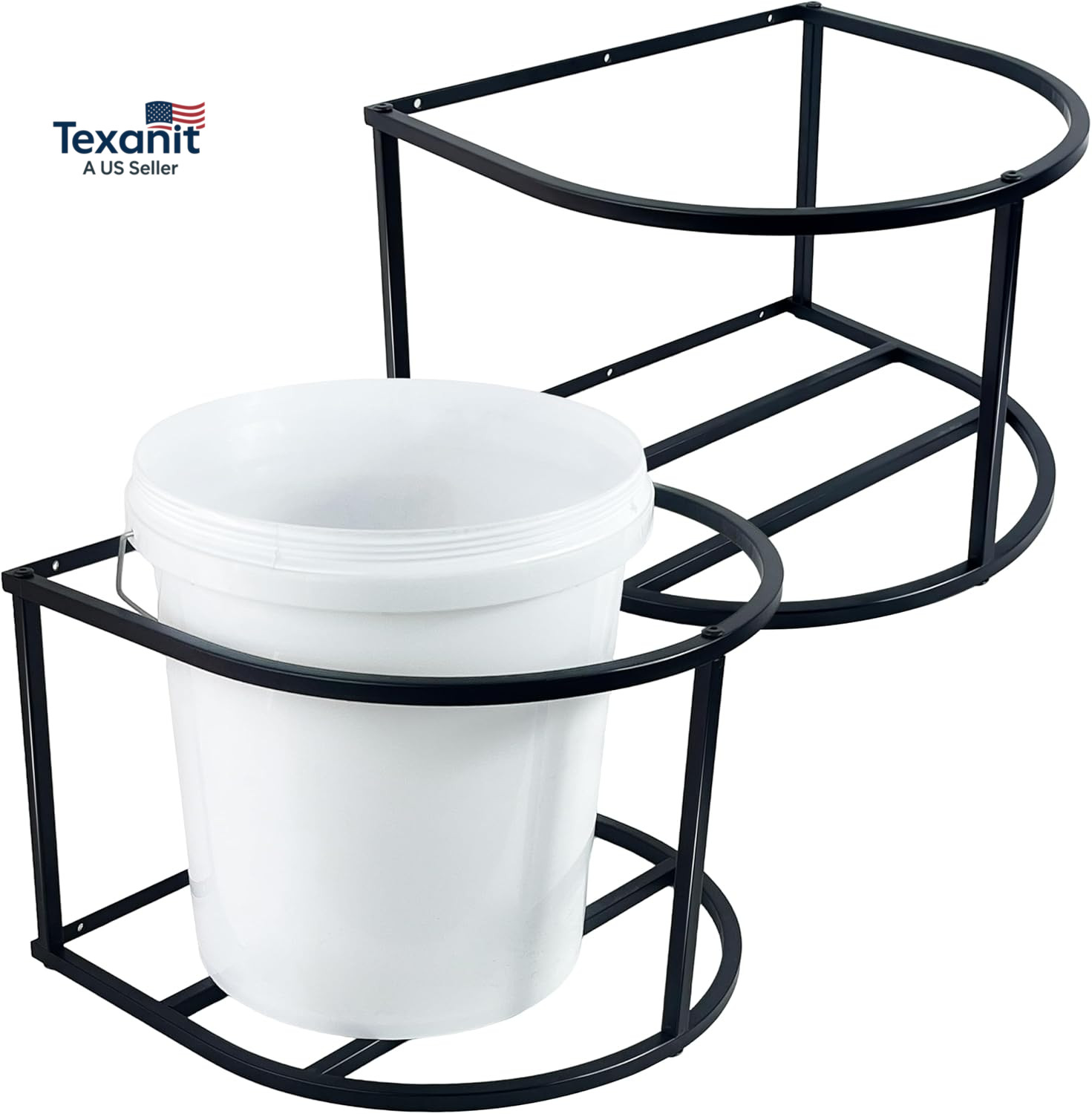 2 Pcs Horse Feed Pail Wall Mount,Heavy Duty Metal Wall Mount Water Bucket Holder