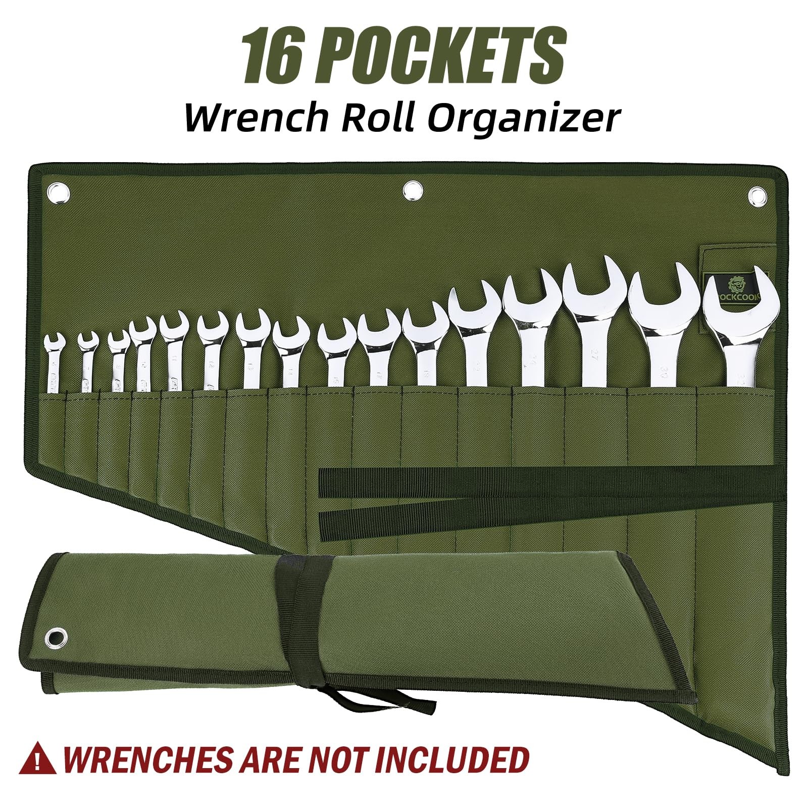 16-Pocket Waterproof Oxford Cloth Roll-Up Wrench Organizer & Tool Pouch Bag