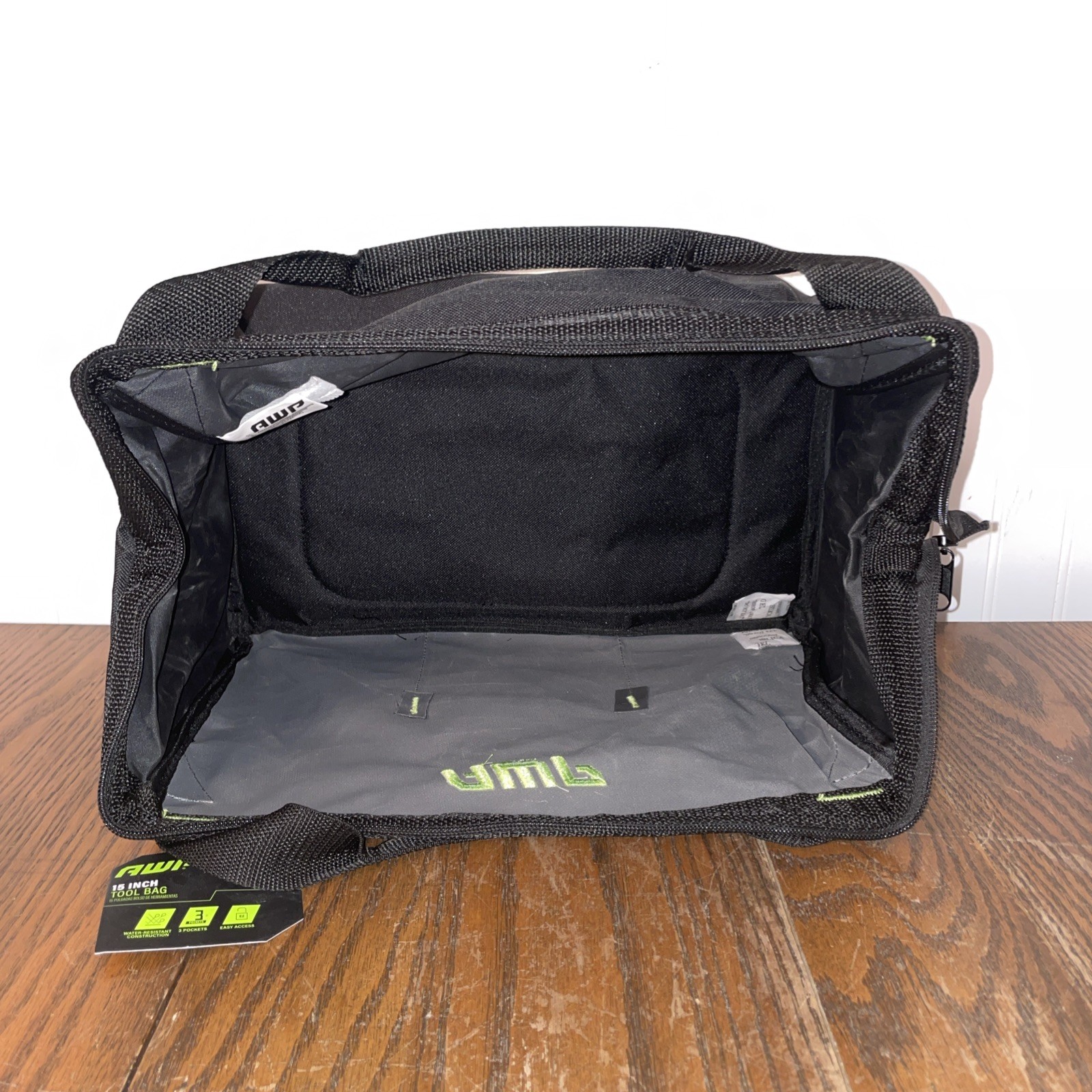 15 Inch Black Portable Tool Bag Heavy Duty Organizer for Jobsite Tools