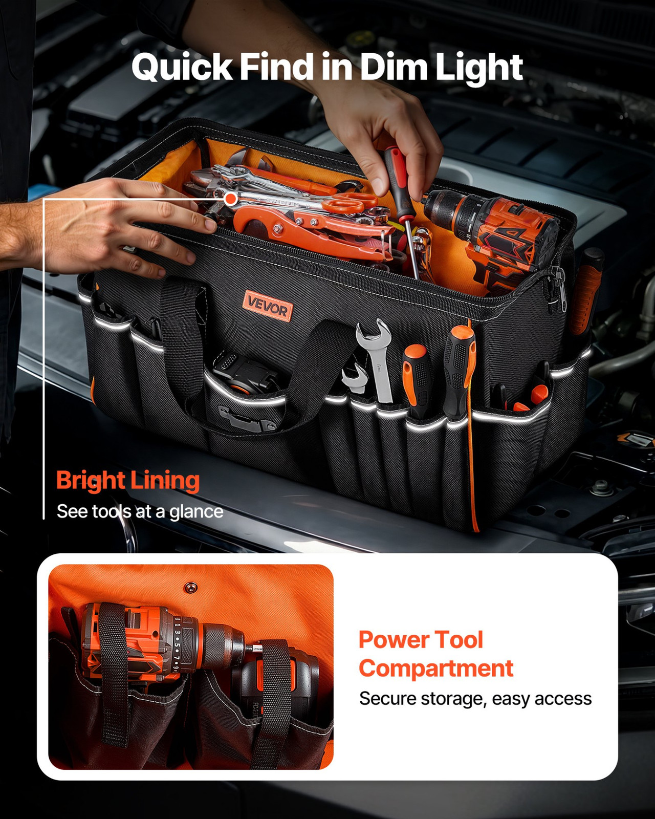 20″ Tool Bag 33 Pocket Large Tool Organizer Storage w/Shoulder Strap