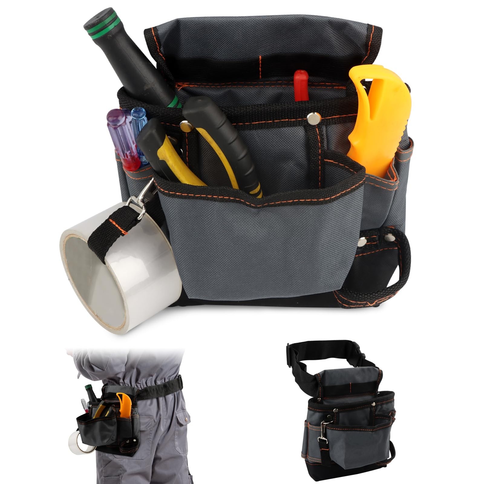 8 Pockets Tool Pouch Utility Organizer Waist Bag Belt Clip Hardware Apron