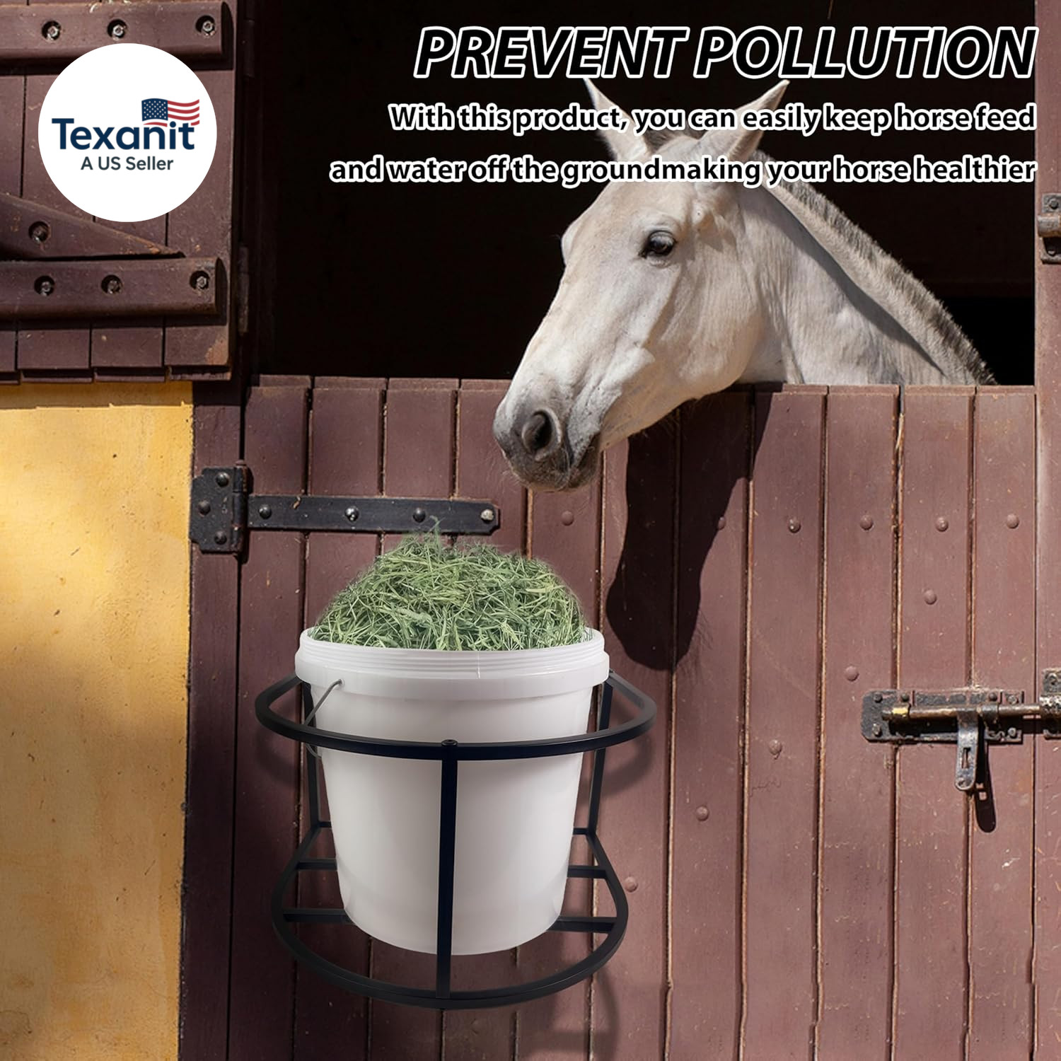 2 Pcs Horse Feed Pail Wall Mount,Heavy Duty Metal Wall Mount Water Bucket Holder