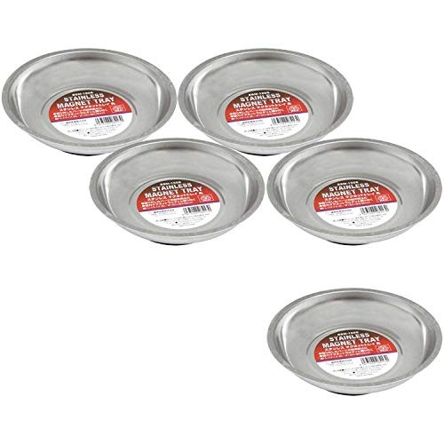 SK11 Stainless Steel Magnetic Tray Round Φ150 x Depth 36mm SSM-150S Set of 5