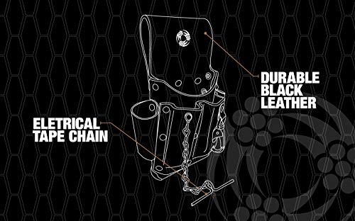 Southwire POUCH4 Leather Tool Pouch; 5 Pocket Pouch with Electrical Tape Chain;