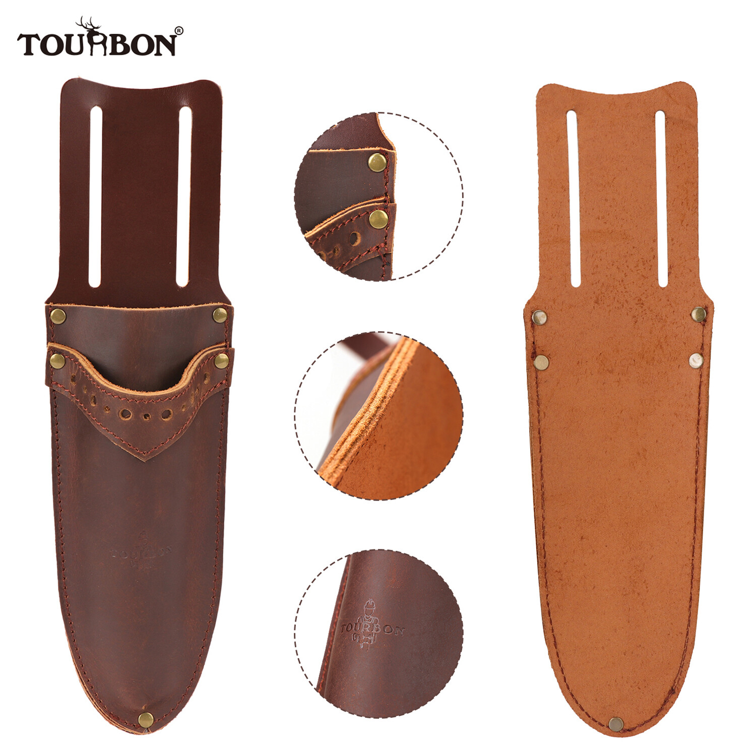 TOURBON 2-in-1 Leather Garden Pruner Transplanting Trowel Belt Holster Cover