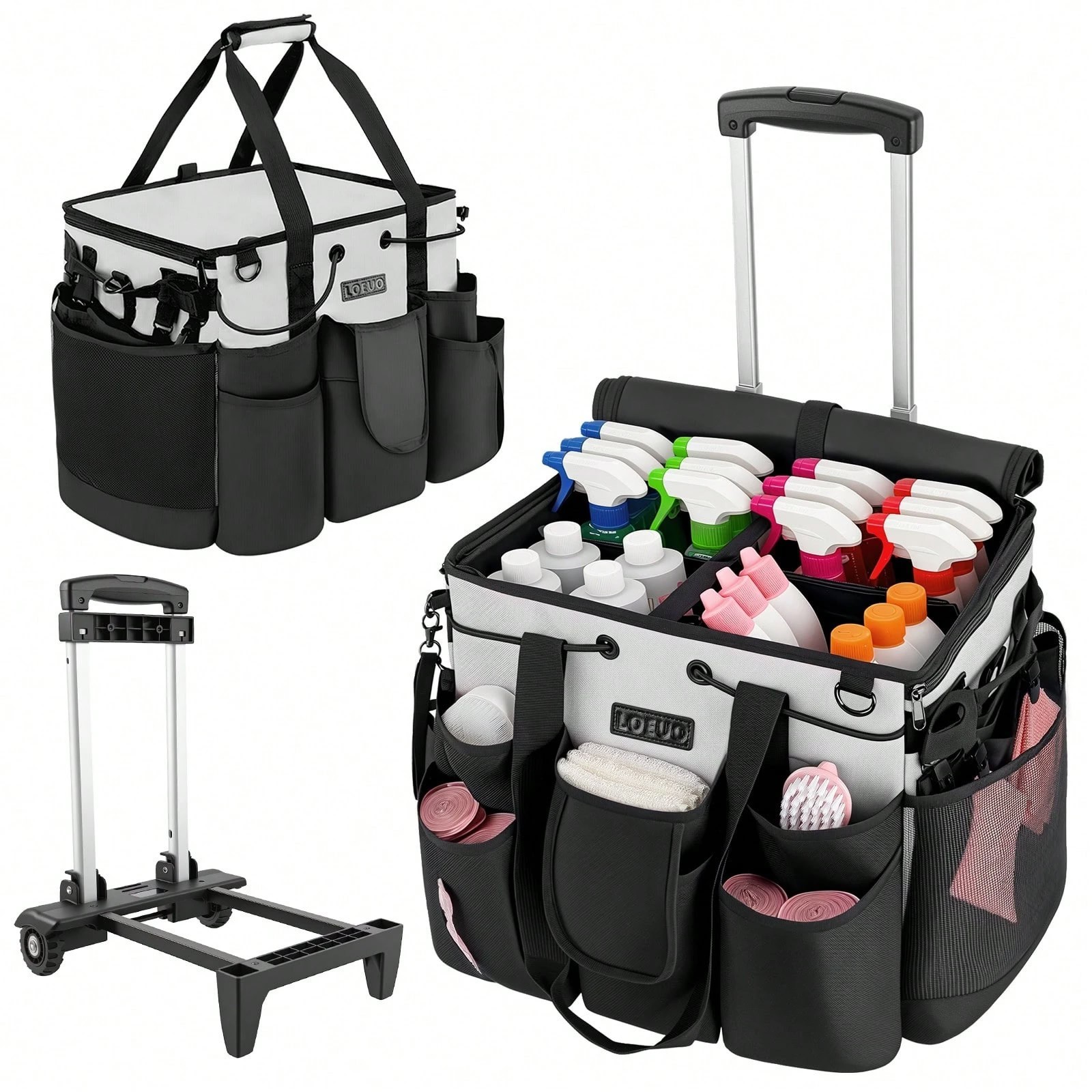 Rolling Cleaning Caddy Bag with Wheels Supplies Organizer Cart