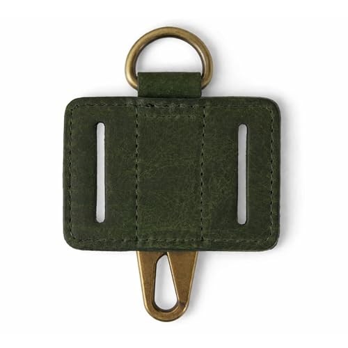Heavy Duty EDC Leather Key Ring Keychain Holder with Belt Loop, Key Fob Green