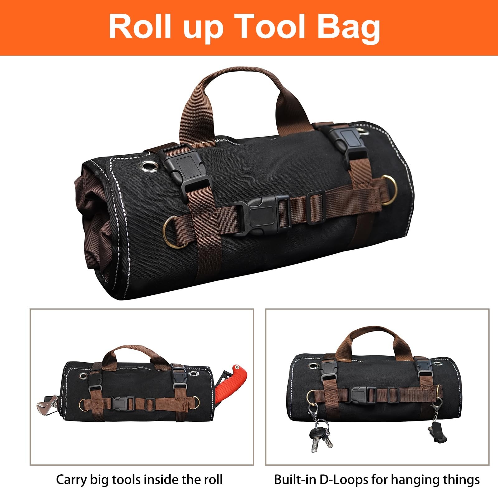 Roll Up Tool Bag Organizer for Men Heavy Duty Tool Wrap Roll Bag Organizers 1…