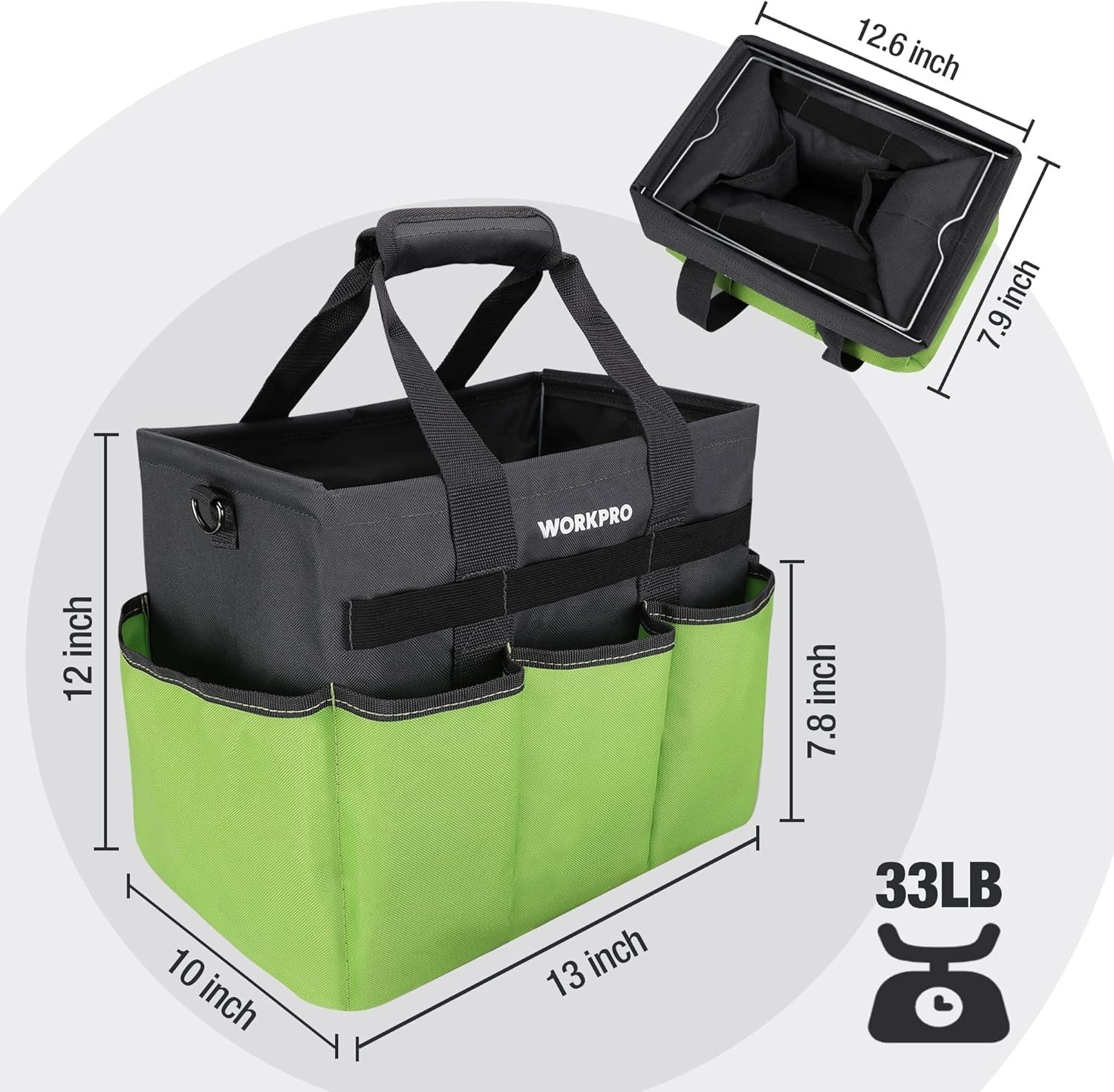 Garden Tool Bag Organizer, Heavy Duty Gardening Tote Bag with 10 Pockets and …