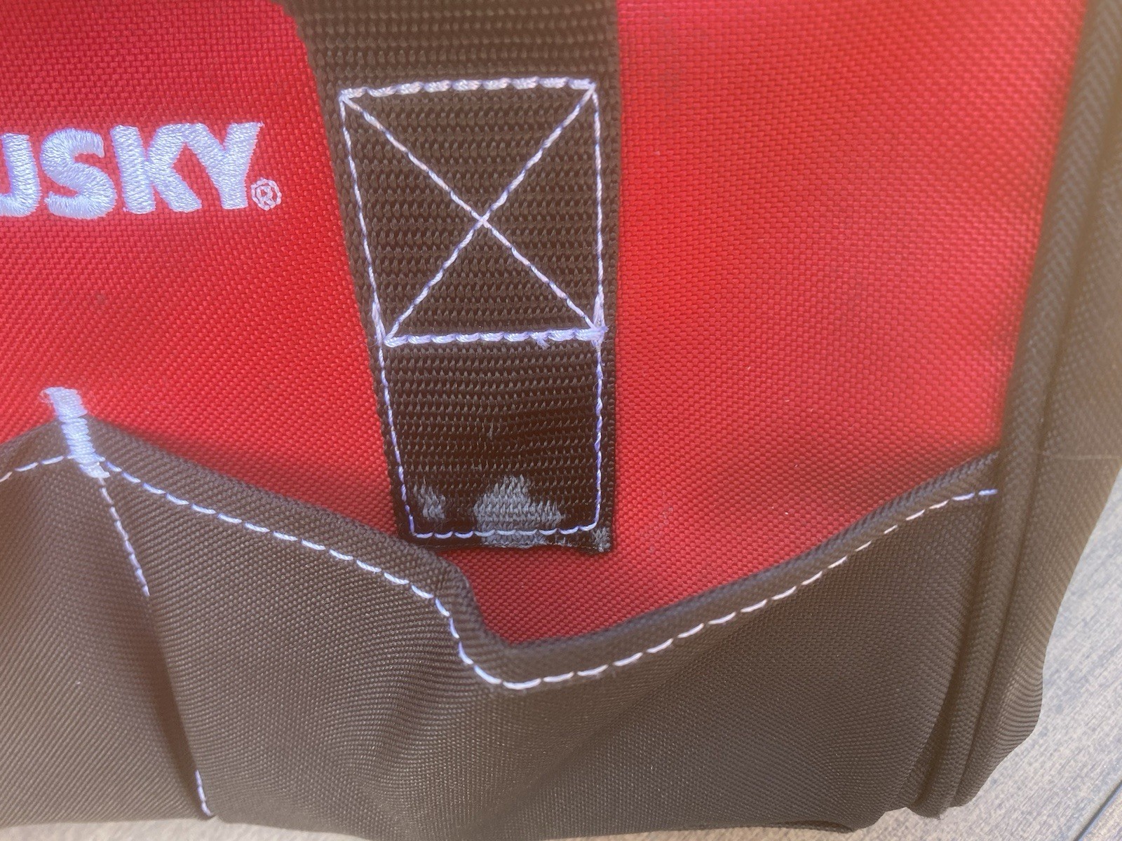 Husky tool bag 12W x 9H x 7D 4-Pocket Red and Black Nylon Zippered